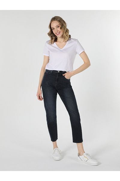 Colin's Tricou alb cu mânecă scurtă pentru femei, cu decolteu în V, cu croiala normală, Cl 1048079