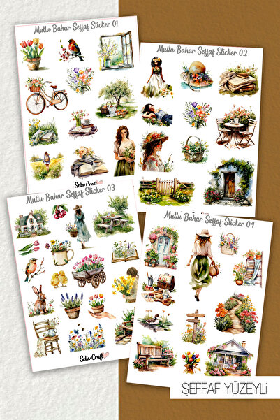 SelisCraft Mutlu Bahar Temalı Şeffaf Sticker Seti 01 Ajanda Planlayıcı Bullet...