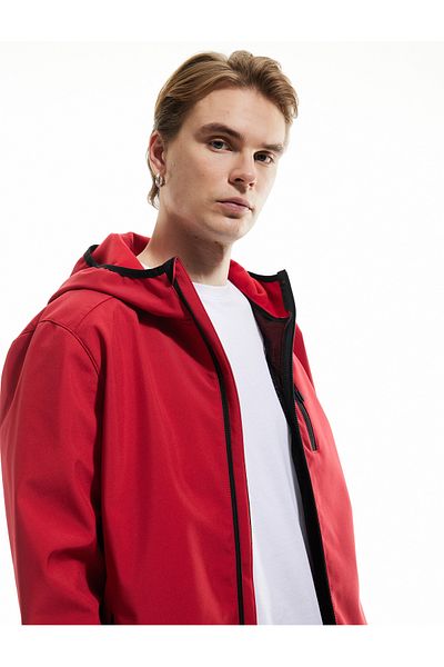 Koton Long Sleeve Slim Fit Hooded Seasonal Jacket with Zipper Pocket