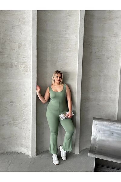 Stil Diva Plus Size Zero Sleeve Spanish Leg No Closure Stretchy Jumpsuit 224983