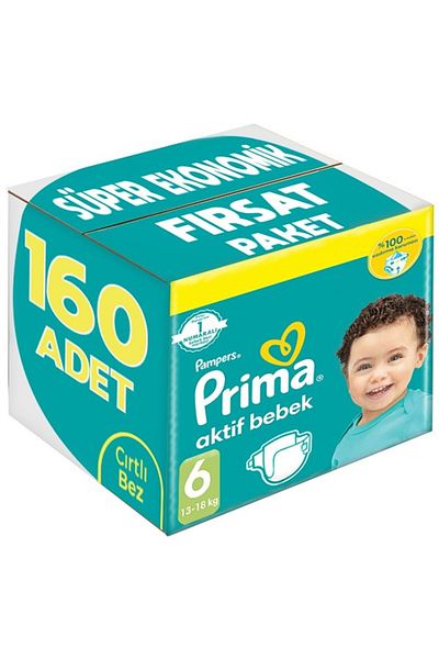 Prima Baby Diaper Size:6 (13-18kg) Economical 160 Pieces