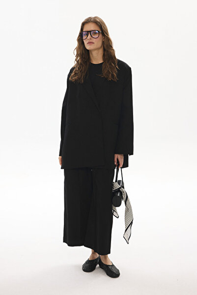 Hooopstore Oversize Black Blazer with Side Slits