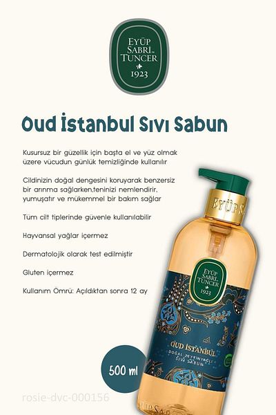 Eyüp Sabri Tuncer Buy 9 Pay 7 Oud Istanbul Liquid Soap 500 ml and Rosie Gift