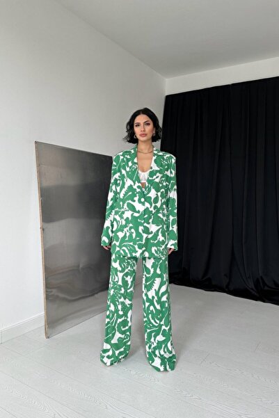 ESSE BUTİK Sky Fashion Green Jacket and Pants Set