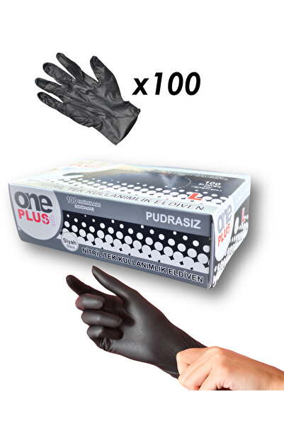 Oneplus Powder-Free Black Nitrile Gloves L (Large) 100 Pcs