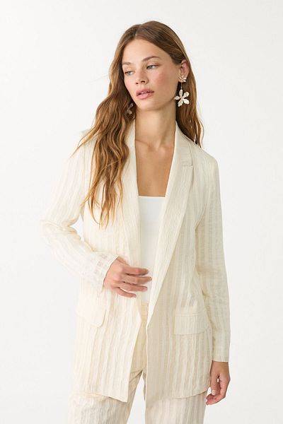 Stradivarius Striped Semi-sheer Open Blazer Limited Edition