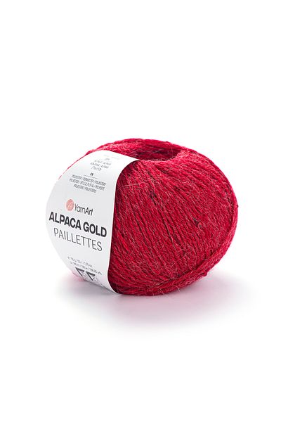 Yarnart Hand Knitting Yarn (Red) - Alpaca Gold Paillettes No. 9307