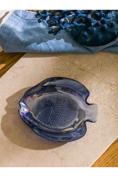 LC Waikiki Blue Fish Figured Glass Plate Set of 2 16 cm