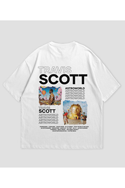 SVART WEAR ترافيس سكوت - تي شيرت كبير الحجم للجنسين بتصميم Astroworld