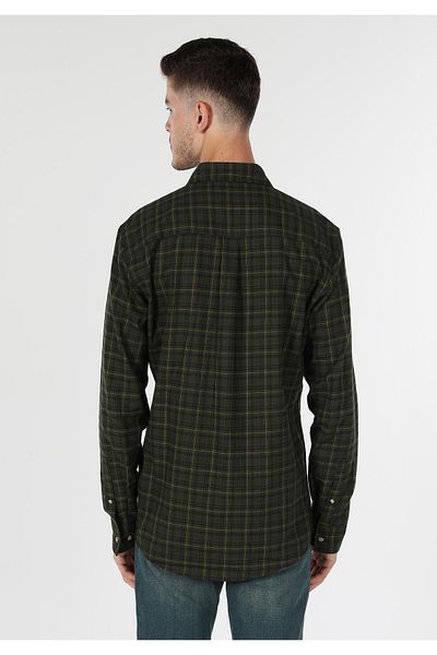 Colin's Regular Fit Shirt Neck Plaid Men's Green Long Sleeve Shirt