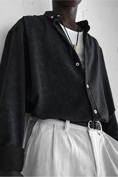 ablukaonline Men's Oversize Sleeve Shirt Black Motif