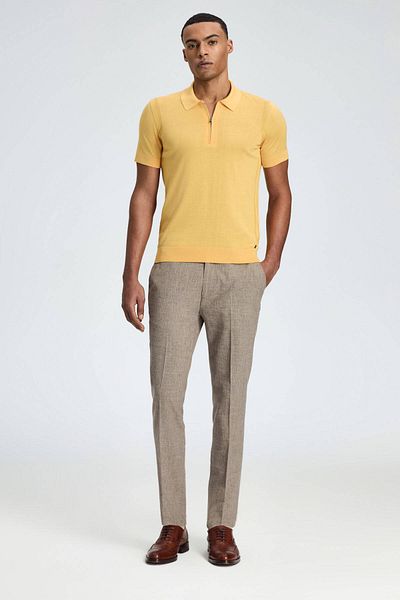 Hemington Silk Cotton Blend Zipper Detailed Yellow Knitwear Polo