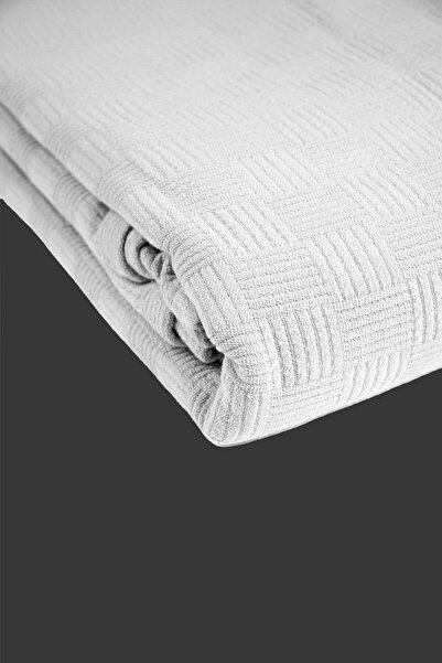 ERFAHOME Πικέ και κάλυμμα κρεβατιού με μοτίβο σκακιέρας Βαμβακερό διπλό - λευκό