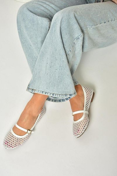 Fox Shoes U 726954015   Balerini de damă cu plasă albă