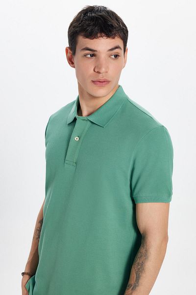 Tudors Ανδρικό T-shirt Slim Fit Slim Fit 100% βαμβακερό πράσινο γιακά πόλο