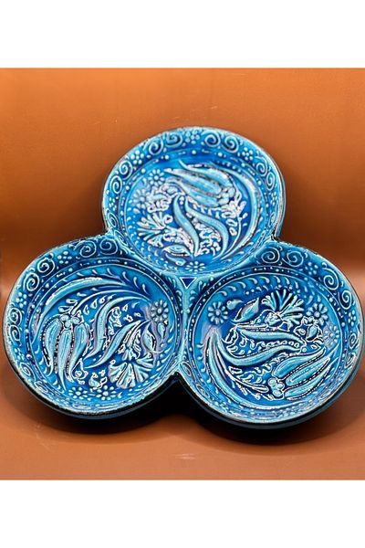 ATÖLYE SAİT Snack Bowl Ceramic Three-Piece Handmade Special Design