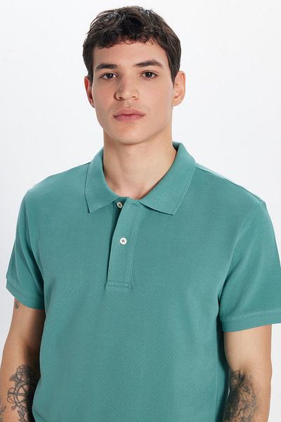 Tudors Ανδρικό T-shirt Slim Fit Slim Fit 100% βαμβακερό πράσινο γιακά πόλο