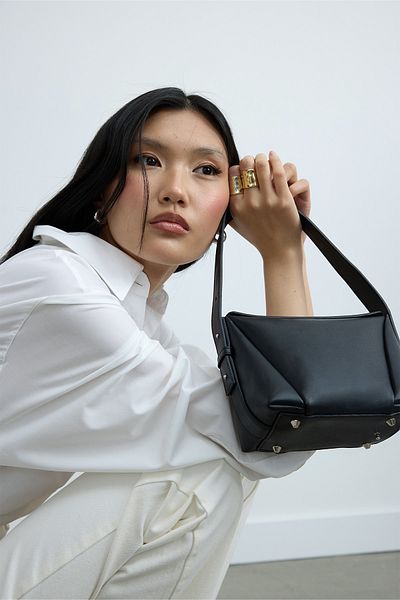 Suud Collection Black Rhan Leather Mini Bag