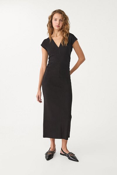 Stradivarius Gathered V-neck Midi Dress Limited Edition