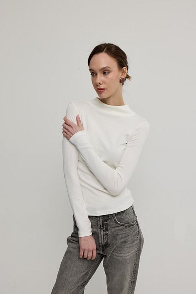 TUBİA Women's Ecru Basic High Neck Long Sleeve Body