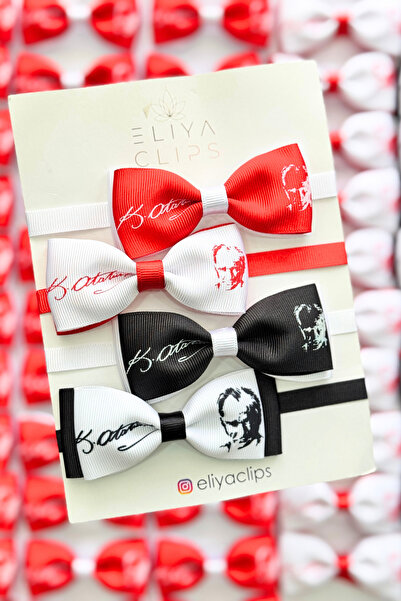 Eliya Clips Erkek Siyah Atatürk Imzalı Ve Silüetli 29 Ekim / 23 Nisan / 10 Kasım Papyon