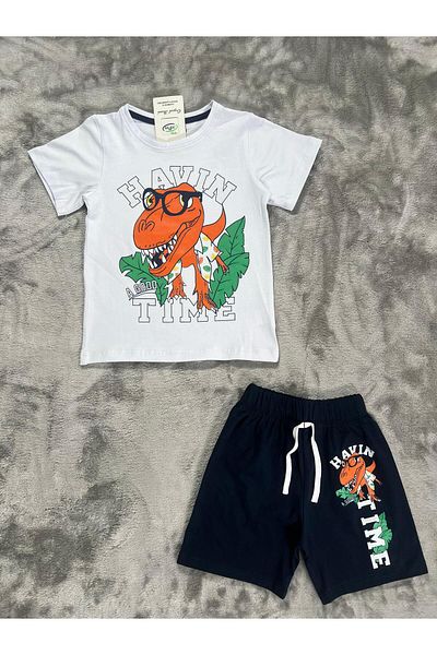 NEWKİDS 3-6 Years Old Boy's Suit with Printed Shorts