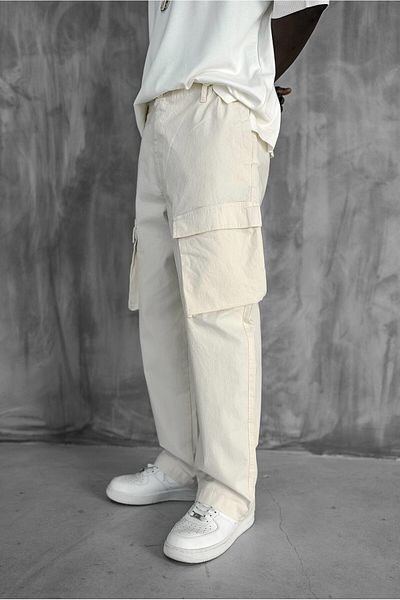 ablukaonline Ανδρικό Cargo Pocket Flexible Baggy παντελόνι Open Beige