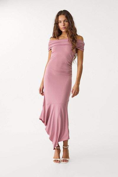 Stradivarius Off-the-shoulder Midi Dress Limited Edition