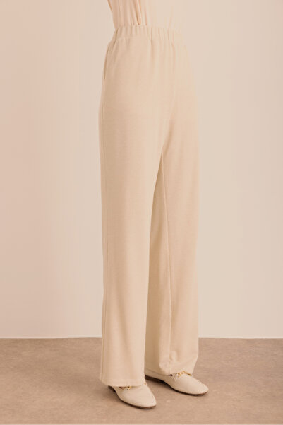 Aker Astarlı Beli Lastikli Örme Simli Pantolon