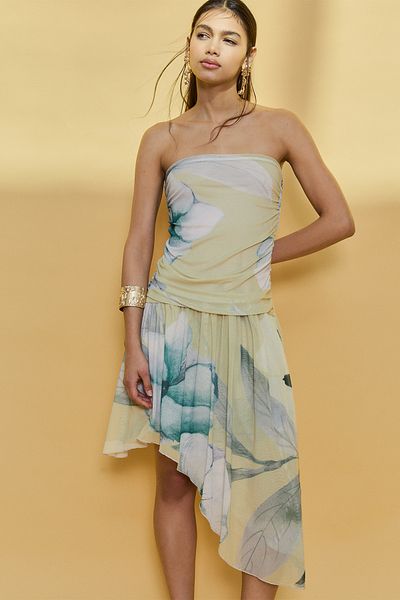 Stradivarius Printed Tulle Midi Skirt Limited Edition