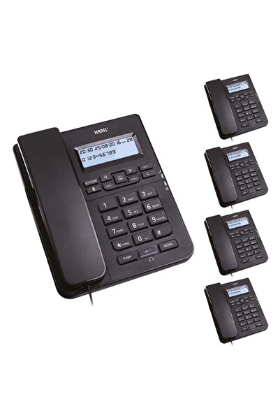 KAREL Tm145 Kablolu Ekranlı Masaüstü Telefon 5'li Fırsat Paketi Siyah