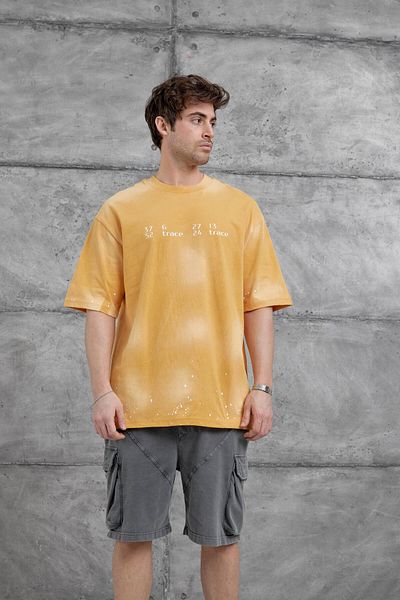 NOMARC Μουσταρδί πίσω μπλουζάκι με γραμμένο Hydrion Oversize