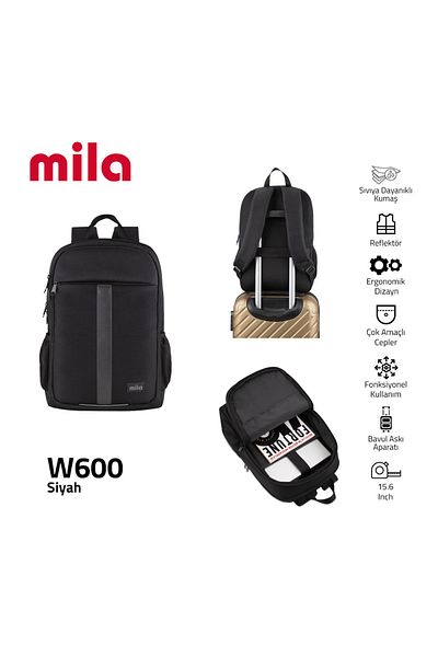 Mila Classone 15.6 Inch Mila Series W600 - Reflective Lenovo,Hp,Macbook,Macair Laptop Backpack - Black