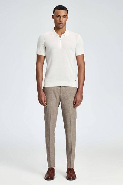Hemington Silk Cotton Blend Zipper Detailed White Knitwear Polo
