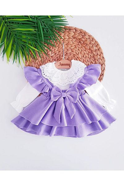 Jammybaby Stylish Lace Gilet Bodysuit for Baby Girls with Skirts - 100% Cotton, Bow, Snaps, Birthday Special Suit