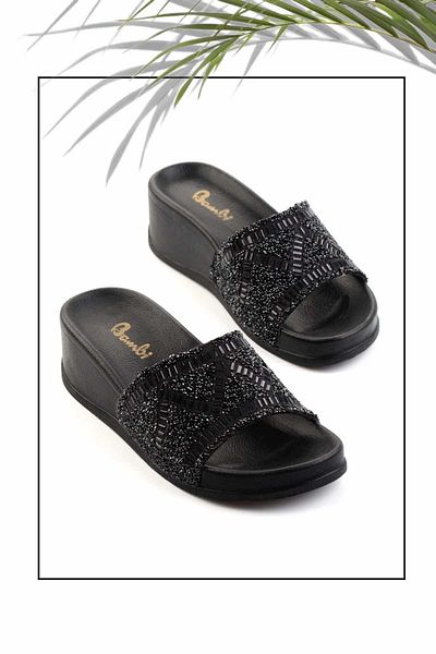 Bambi Black Stone Women's Slippers K 04319541587