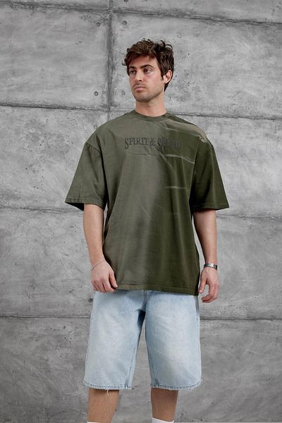 NOMARC Μπλουζάκι Oversize με γραπτό χακί Spirit&Speed