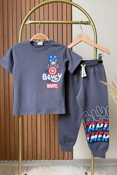 Monila Boy's Bluey Printed Cotton Tshirt Bottom Top Set