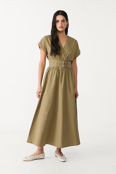 Stradivarius Midi Dress With Buckles Limited Edition