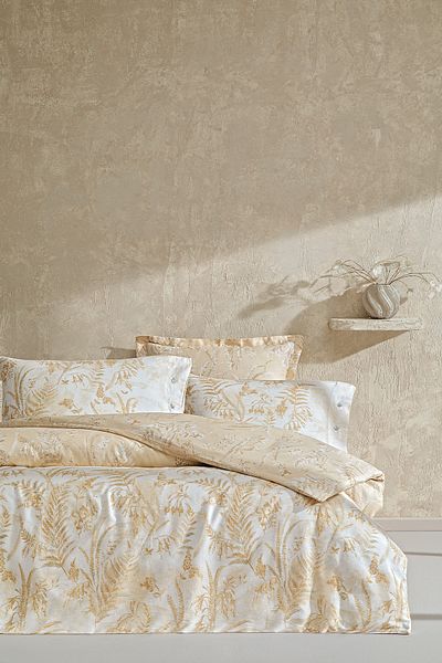 Puffy Linda Oversize Satin Duvet Cover Set - Ecru