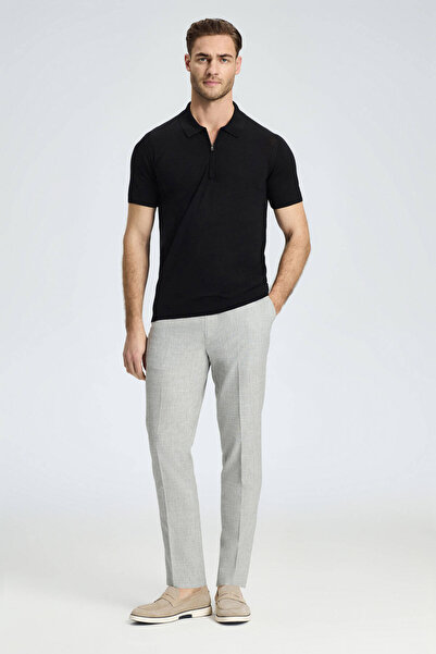 Hemington Silk Cotton Blend Zipper Detailed Black Knitwear Polo