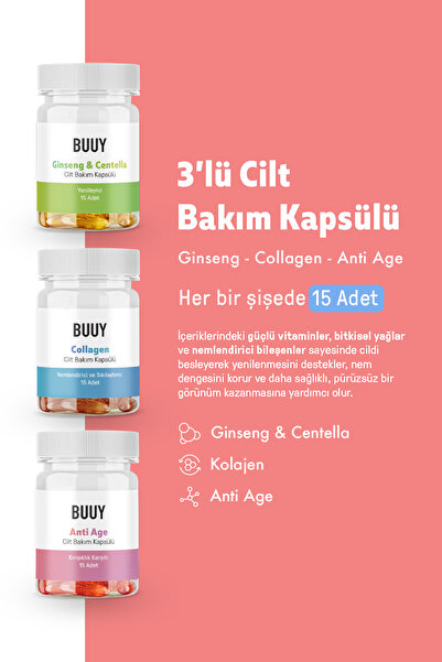 Buuy 3'lü Cilt Bakım Kapsülü Seti ( Anti Age, Collagen, Ginseng & Centella )(...
