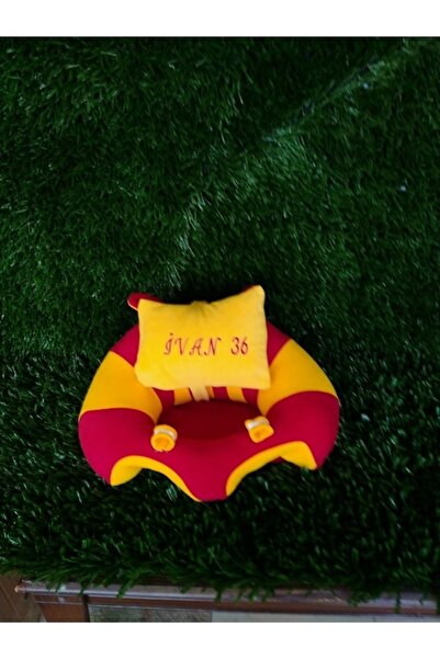 Teknor İsme Özel Bebek Yatmaz Destek Oturma Minderi Kırmızı - Sarı