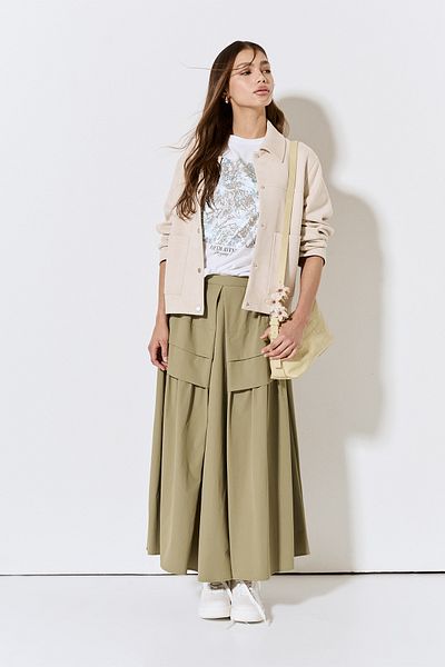 Stradivarius Layered Midi Skirt In Technical Fabric Limited Edition