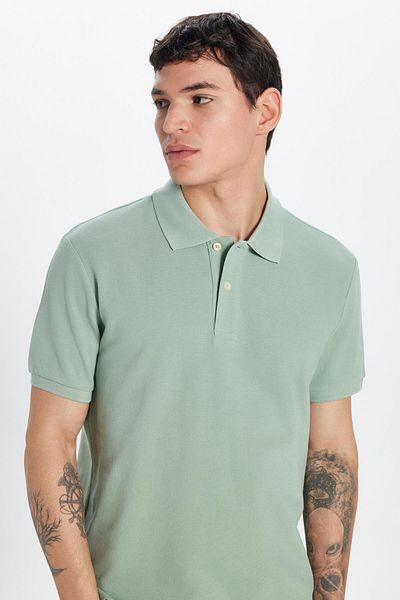 Tudors Ανδρικό T-shirt Slim Fit Slim Fit 100% βαμβακερό πράσινο γιακά πόλο