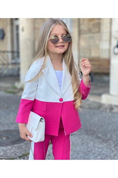 miniklerin dünyası KIZ ÇOCUK RENK BLOKLU CEKET PANTOLON TAKIM