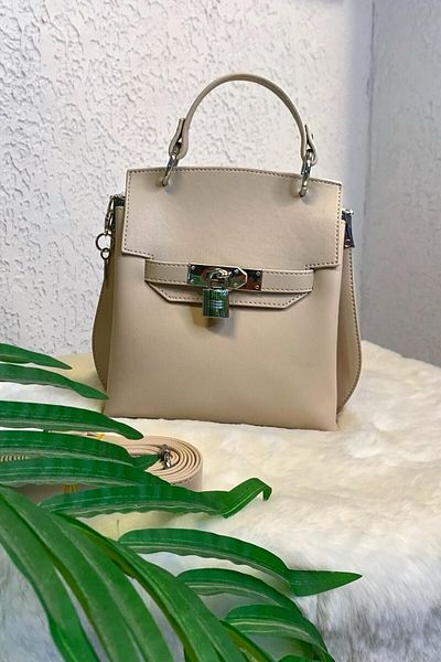 Büyük Moda Lock Detail Hand and Shoulder Bag