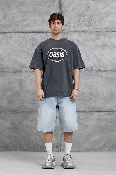 NOMARC Φουσκωμένο Oasis Γραπτό Πλενόμενο Oversize Tshirt