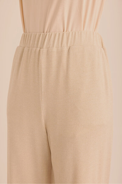 Aker Astarlı Beli Lastikli Örme Simli Pantolon