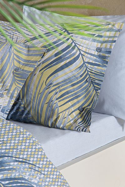 Puffy Vien King Size Duvet Cover Set - Blue